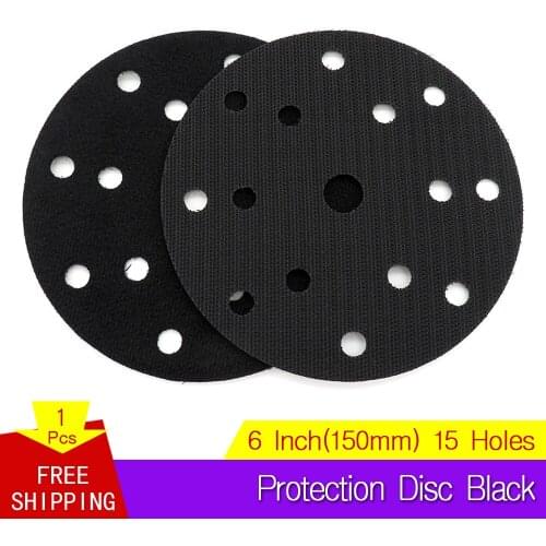 6 Inch 15-Hole 150mm Protection Disc Interface Pad Black Power Tools Accessories for Polishing & Grinding - Hook and Loop