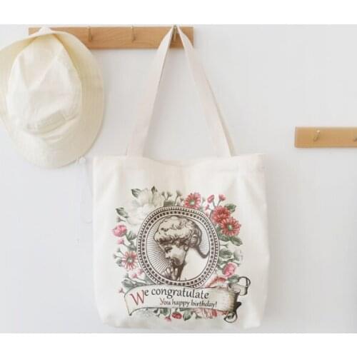 2021 New Summer Women Canvas Shoulder Bag Flowers Chamomile Petunia Heliotrope Shopping Shopper Ladies Handbags Tote