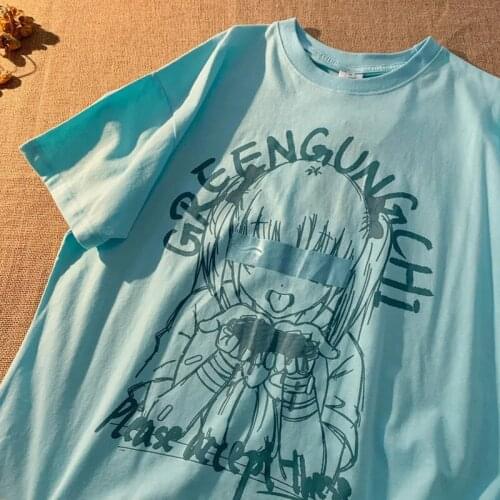 Streetwear Printing Women Tshirt Japan Anime Ulzzang Aesthetic T-shirt Harajuku Summer Short Sleeve Top vintage punk album diary