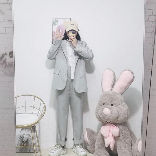 HStar Suit women spring autumn blazer pants blouse 3 pieces suit casual female loose blazers outwears korean fashion streetwear