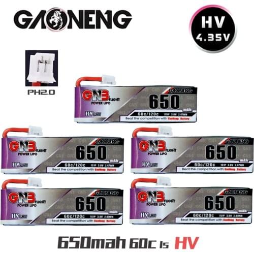 1/2/3/5/10PCS Gaoneng GNB Tinyhawk Snapper7 E010 M80S Tiny7 Beta85 1S 3.8V HV Lipo battery 650mAh 4.35V 60C/120C With PH2.0 Plug