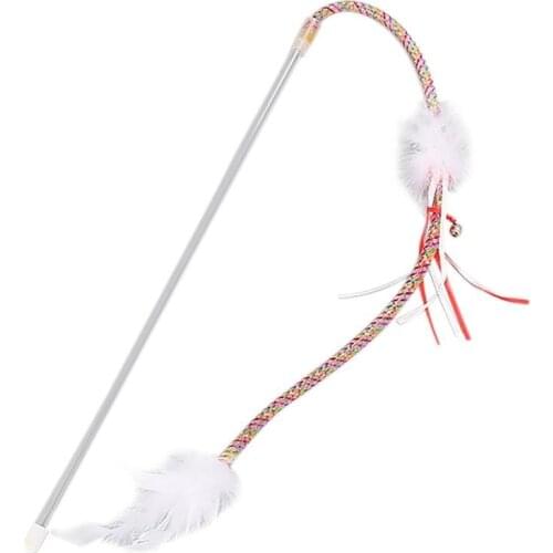 1pcs Cat Teaser Wand Toy For Kitten Funny Fake Feather Cat Toy Interactive Colorful Tube Gatos Wand Toy игрушки для кошек