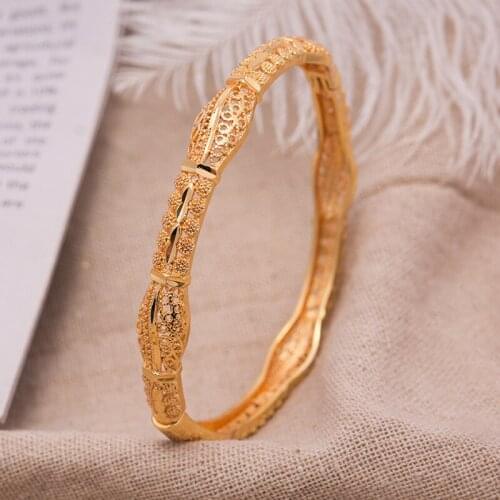 1Pcs Bangle New African bangles Ethiopian women Bangles Bracelet jewelry Gold Flower bracelets Girl Party Luxury Gifts