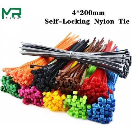 100/Lot 4*200mm width 3.3mm Colorful Factory Standard Self-locking Plastic Nylon Cable Ties,Wire Zip Tie 4x200