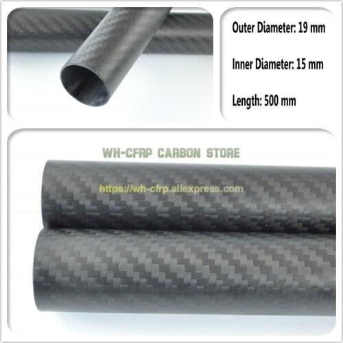 19mm ODx 15mm ID Carbon Fiber Tube 3k 500MM Long (Roll Wrapped) carbon pipe , with 100% full carbon, Japan 3k improve material
