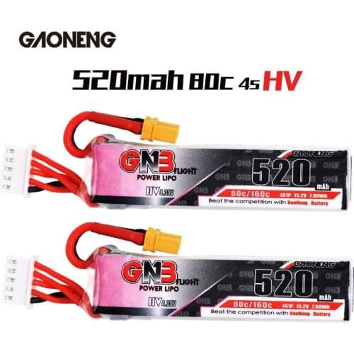 2pcs Gaoneng GNB 4S 520mAh 15.2V 80C/160C HV Lipo Battery With XT30 Plug for Betafpv Beta85X Whoop RC FPV Drone