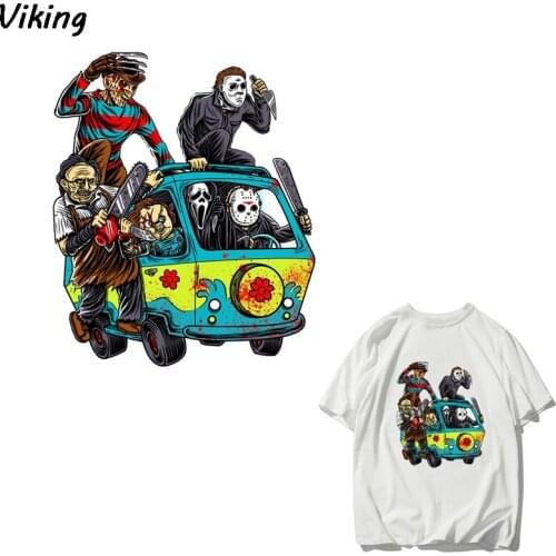 20pcs/lot G1324 Cartoon Heat Transfer Stickers Thermal Patches Iron-on Patch Backpack Horror Punk Heat Transfer DIY Accessory