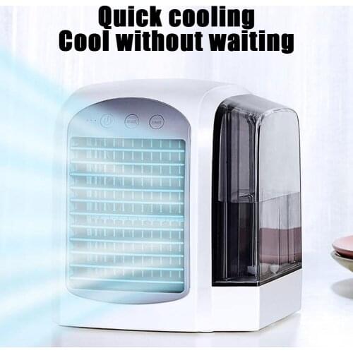 380 ml Summer Air Cooler Fan Mini Desktop Air Conditioner with LED Night Light Mini USB Water Cooling Fan Humidifier Purifier