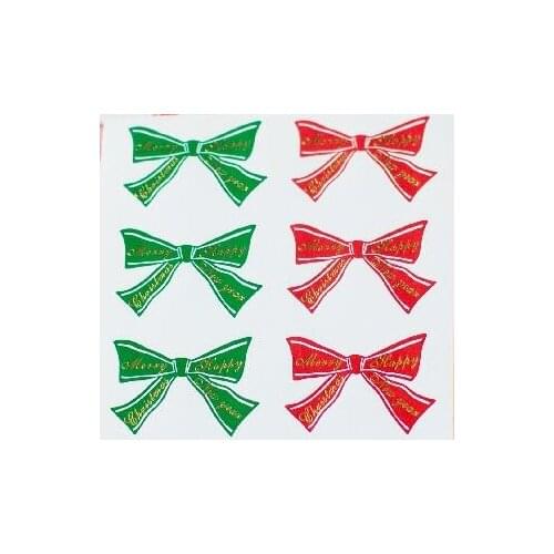600 pcs Christmas festival bowknot shape decoration gold foil stamping paper sticker, Item No. FE10