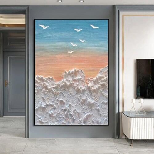 Abstract Realistic Beach Seascape Canvas Painting Posters and Prints Wall Art Pictures for Living Room Home Artwork Decoration