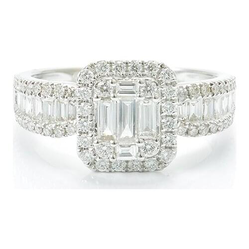 AEAW Natural Diamond 0.90cttw Solid 18k White Gold Light Luxury Diamond Ring Engagement Wedding Ring For Women