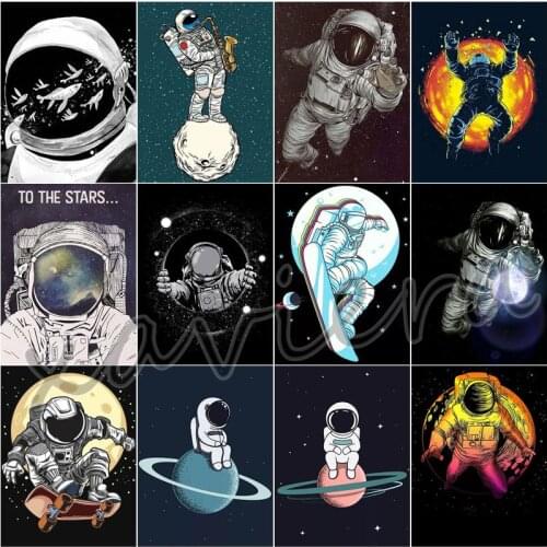 Xaviera 5D Diy Diamond Painting Full Round Drill Cartoon Space Astronaut Embroidery Sale Mosaic Crafts Home Decor Handmade Gifts