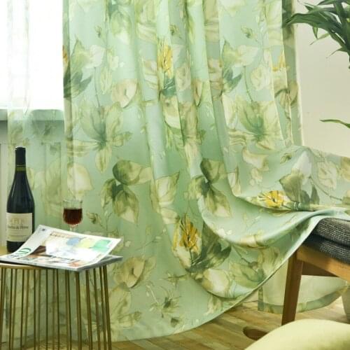 American rural Green curtains for living room printed curtain for bedroom window screen
