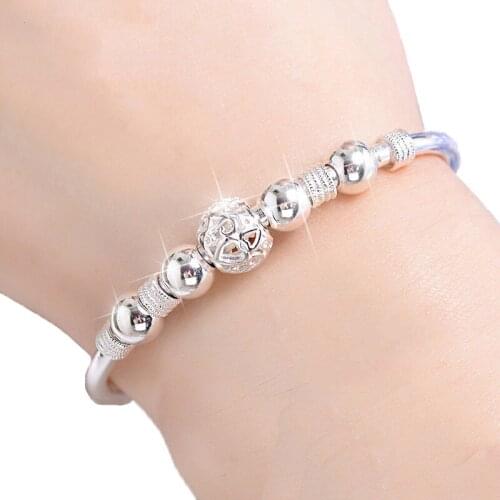 3 Style New 925 sterling silver Lucky Charm Bracelet Cuff Bracelets For Women Bangles Fashion Jewelry Pulseira