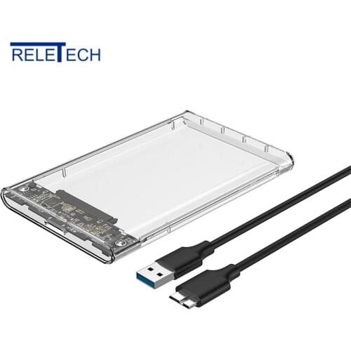 Reletech Hdd Case Sata To Usb 3.1 External Hard Drive Case Enclosure with Cable for 2.5 Inch SSD SATA Interface 5Gbps HDD Case