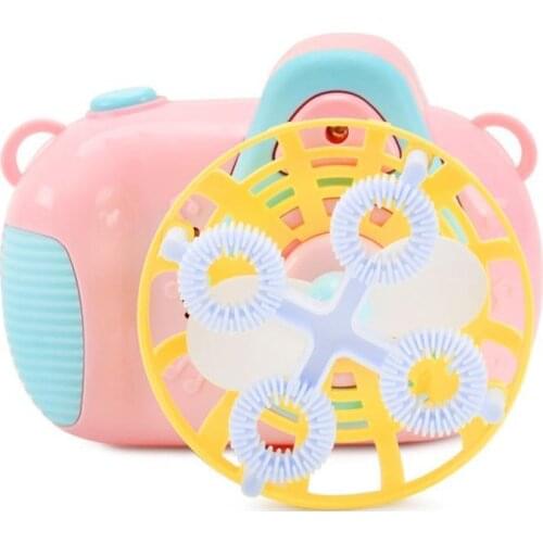 Kids Cartoon Fan Camera Light Music Electric Water Bubble Blower Machine Toy