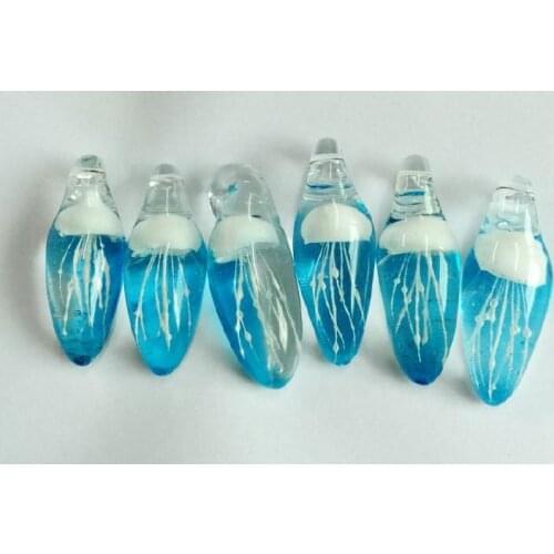 FREE SHIPPING 6 PCS Artificial White Jellyfish glass design fashion pendant
