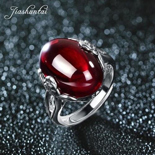 JIASHUNTAI Vintage 100% 925 Sterling Silver Rings For Women Natural Precious Stones Retro Thai Silver Rings Jewelry