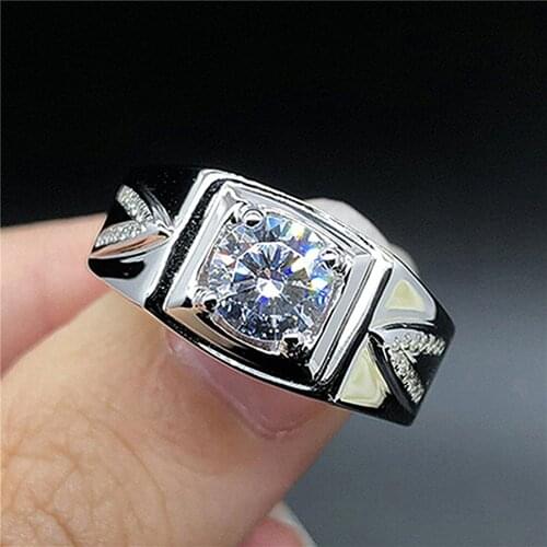 White Gold Color Zircon Diamonds Gemstones Business Rings Fashion Crystal Jewelry Wedding Bands Trendy Accessories Party Gifts