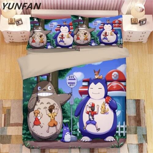 3D Bedding Set Totoro Campus Badge Print Duvet Cover Set twin full king bedclothes with Pillowcase Bed Set cartoon Home Textiles