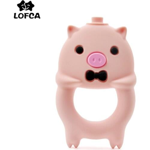 LOFCA Piggy Silicone Teethers Baby Teething Toys BPA Free Food Grade Silicone Pendant Chew Charms Beads Pacifier Chain DIY