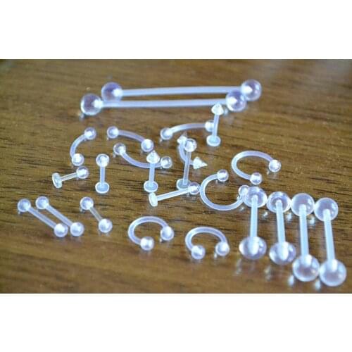 LOT500pcs Body Piercing Jewelry-UV Flexible Retainer ClearLip Labret Bar Horseshoes Ring Ear Helix Lip Piercing Tongue BarBell