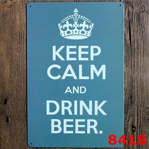 Keep Calm and Drink Beer Metal Wall Art Metal Painting Tin Sign Bar Pub Home Wall Decoration 30x20cm
