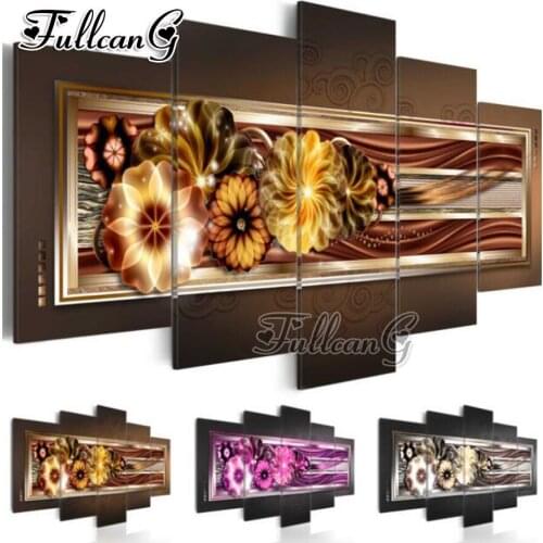 FULLCANG diy 5 pieces diamond painting "colorful flower" full square/round drill 5d cross stitch embroidery kits gift FC099