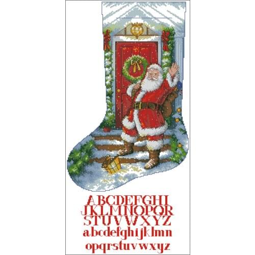 Welcome Santa Stocking Art Cross Stitch Kits Crafts Top Quality Embroidery Sewing Needlework DIY 14CT Unprinted Decor Handmade