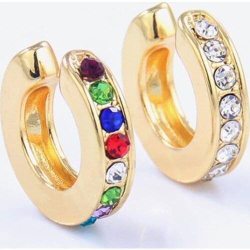 Itenice 2020 New Fashion Crystal Metal Ear Cuff Set for Women Boho Trendy Stackable Cuff Statement Rhinestone Clip Earrings