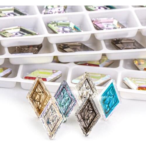 New Arrival 8x13mm Flatback Nail Stones K9 Glass Crystal Strass Nail Decoration Rhinestones Rhombus Shape Glue On Rhinestones