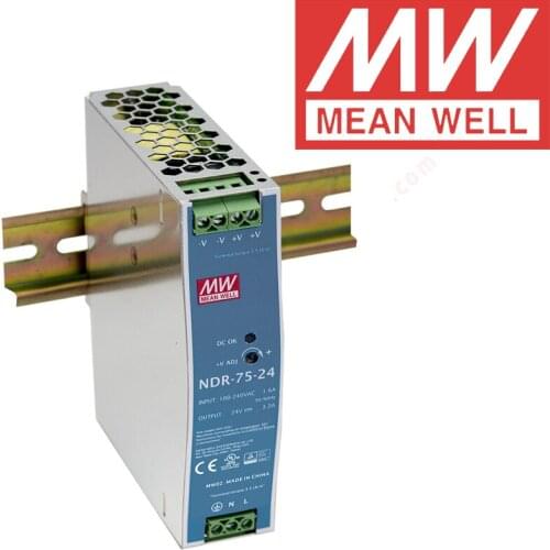 Original Mean Well NDR-75 series meanwell DC 12V 24V 48V 75W Single Output Industrial Power Supply
