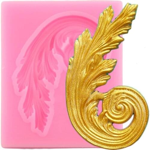Scroll Relief Border Silicone Molds Feather Chocolate Fondant Mould Cake Baking Candy Polymer Clay Mold Cake Decorating Tools