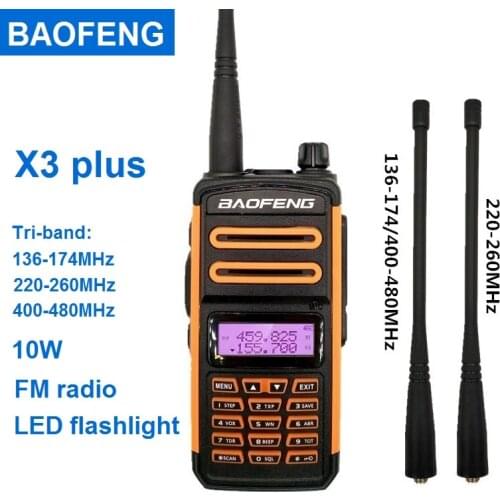 2020 New Baofeng X3 plus Walkie Talkie 10W Tri-band 220-260MHz Amateur Radio Scanner VHF UHF Ham CB Radio Transceiver Woki Toki