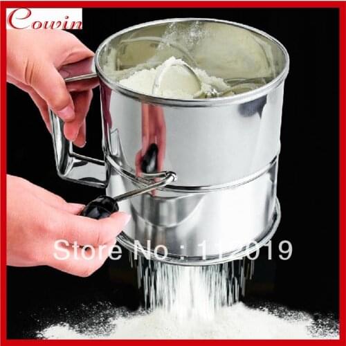 Free shipping stainless steel mixing Diy manual hand flour sifter cup flour shaker strainer home use sieve cup kitchen tool