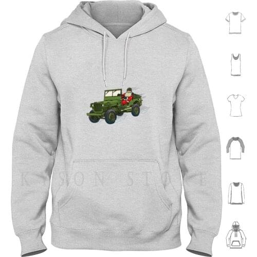 Santa Is Doing His Christmas Run On A Willys Mb! Hoodies Long Sleeve Willysmb Christmas Santa Mv Military