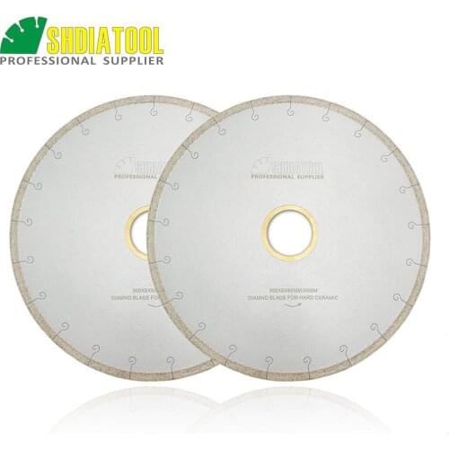 SHDIATOOL 2pcs 300MM/12" Ceramic Blades With Hook Slot Diamond Saw Blades Tile Porcelain Cutting Disc Bore 60mm with 50mm washer