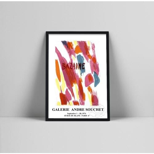 Vintage French Exhibition Poster for Works by Bazaine Prints Wall Art Picture Museum Modern Gallery for living Room Home Decor