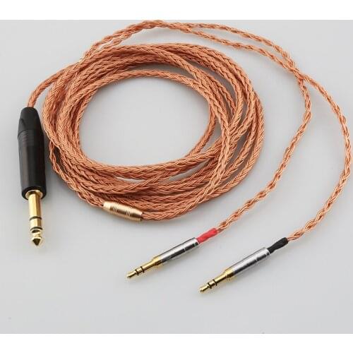High Quality 6.35mm Plug 16 Core 99% 7N OCC Earphone Cable For Denon AH-D7200 AH-D5200 AH-D9200 3.5mm Headphone pin LN006748