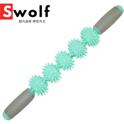 Yoga Muscle Massage Roller Stick Fitness High Strength Gym Body Waist Leg Back Relax Sports Tool With 5 Point Spiky Balls
