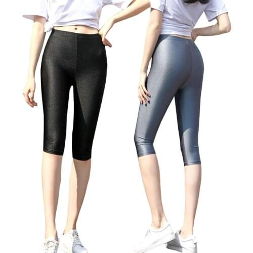 INDJXND Women Sexy Leggings Summer Capris Neon High Waist Jeggings Spandex Female Fitness Thin Short Pants New Candy Elastic