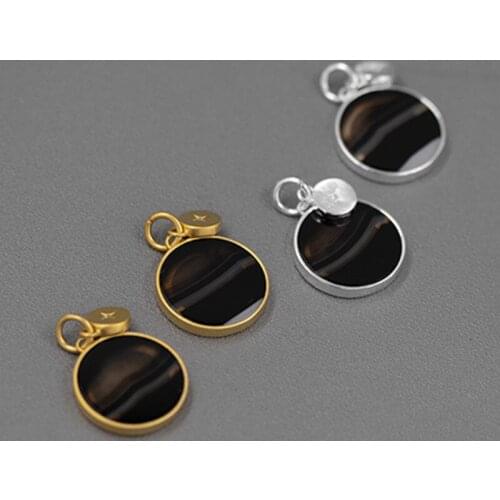 S.EAST SUN 925 Sterling Silver Natural Agate Gem Round Pendant suitable for womens party fashion jewelry gifts