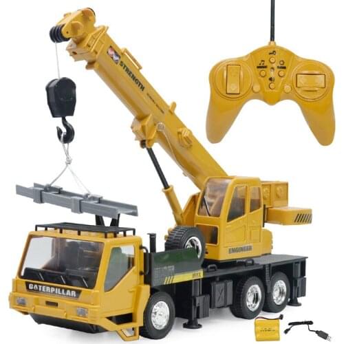 1:24 Remote Control Truck Crane Toy Rechargeable RC Lift Simulation Engineering Crane Childrens Toy Car Model