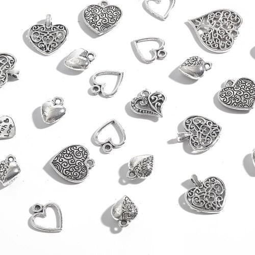 10-50Pcs Alloy Heart Shape Jewelry Findings Charms Pendant Classic DIY Fashion Jewelry Necklace