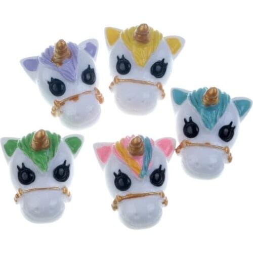 10Pcs Mini Resin Unicorn Decoration Crafts Flatback Cabochon Figurines & Miniatures For Home Decoration Accessories Mode