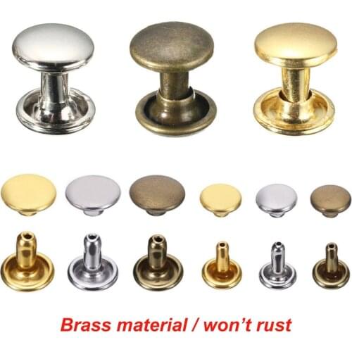 KALASO 100Sets Brass Material Double Cap Rivets Collision Nail Spike Rock Leathercraft Shoe Bag Belt Garment Bracelet Diy Crafts