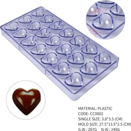 3pcs/lot)Free Shipping Polycarbonate Small Heart Shape Chocolate Mould DIY Baking Icing Mold CC0002