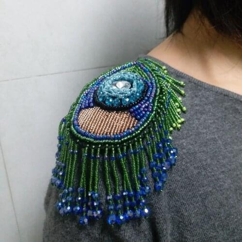 3D Handmade rhinestone beaded patches for clothing DIY sew on Epaulette embroidery applique decorative sequin Parches floral