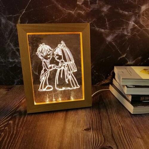 3D Visual Wooden Night Light LED Photo Frame Camera Image Lamp Bedroom Bedside Decoration Creative Gifts Dorp Ship