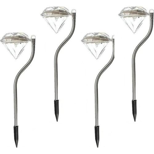 4pcs Diamond Shape Solar Powered Waterproof Stake Light Outdoor Garden Pathway Light night automatically ON dawn auto off